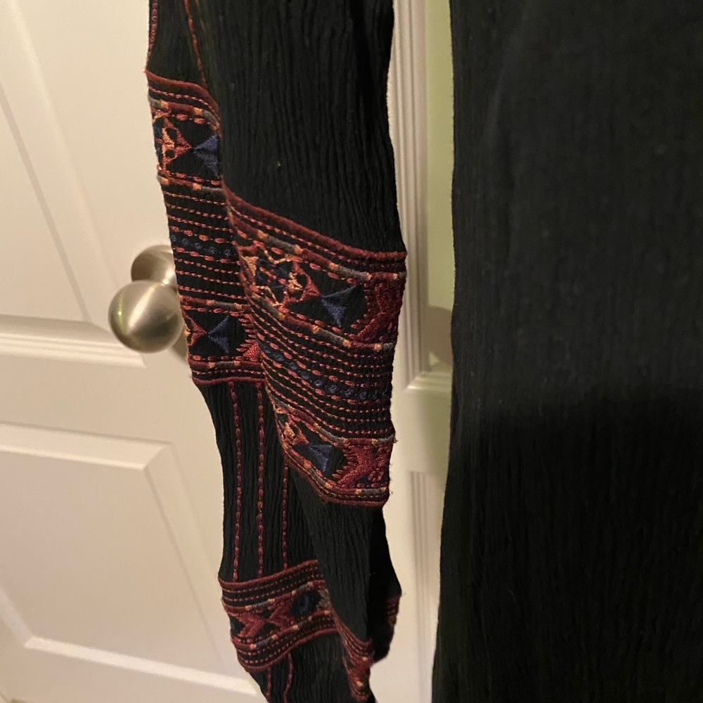 Miss Me Aztec Black Embroidered Long Sleeve Tunic Dress Boho Peasant Sz M - Picture 2 of 6